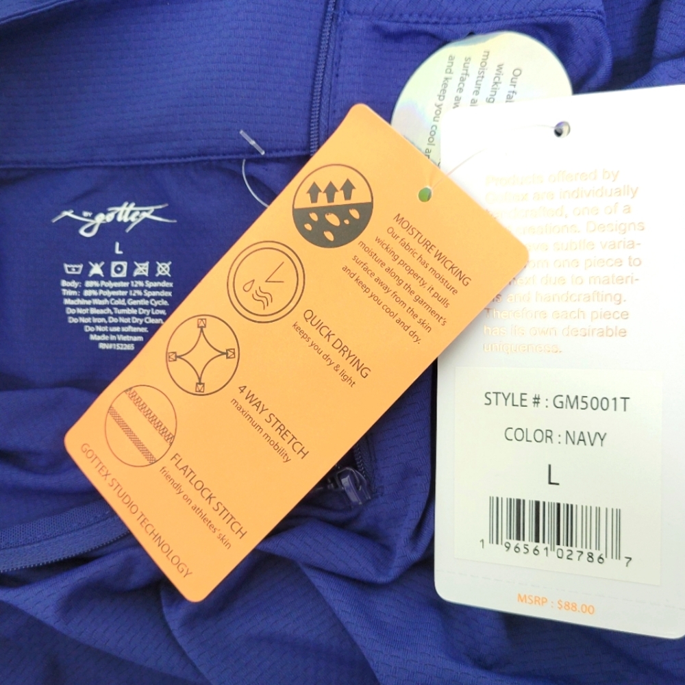 Gottex Women's Golf/Tennis Cooling Moisture Wick Stretch Quick Dry Navy Top Lge - Picture 4 of 8